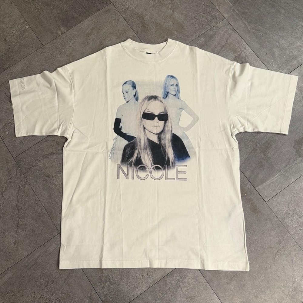 Balenciaga Nicole Graphic T-Shirt Cream White Size Small Unisex Oversized Fit